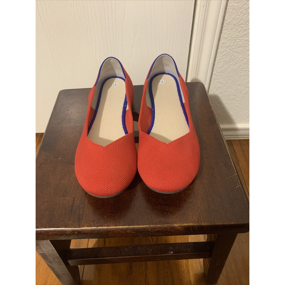 rothys 9 Red Knit Women's Shoes Flats Red Comfortable